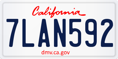 CA license plate 7LAN592