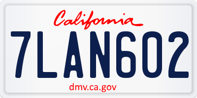 CA license plate 7LAN602