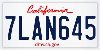 CA license plate 7LAN645