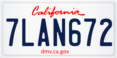 CA license plate 7LAN672