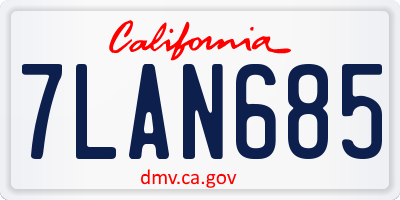 CA license plate 7LAN685