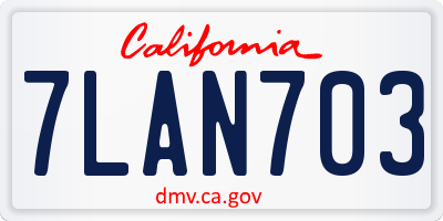 CA license plate 7LAN703