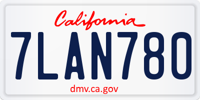CA license plate 7LAN780