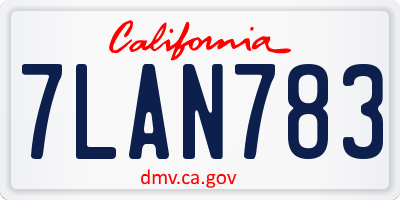 CA license plate 7LAN783