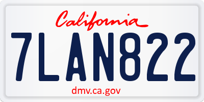 CA license plate 7LAN822