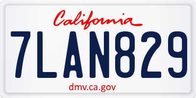 CA license plate 7LAN829