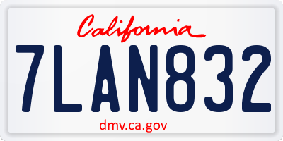 CA license plate 7LAN832