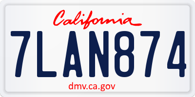 CA license plate 7LAN874