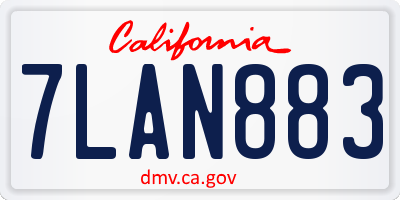 CA license plate 7LAN883