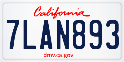 CA license plate 7LAN893