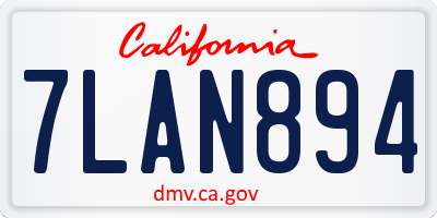 CA license plate 7LAN894