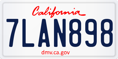 CA license plate 7LAN898