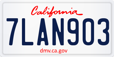 CA license plate 7LAN903