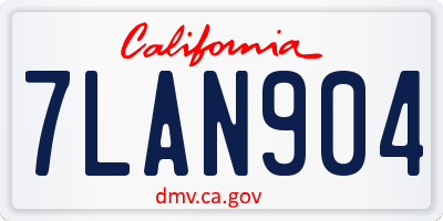 CA license plate 7LAN904