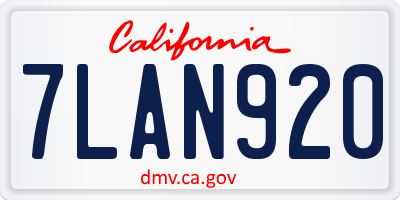 CA license plate 7LAN920