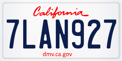 CA license plate 7LAN927
