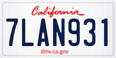 CA license plate 7LAN931