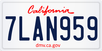 CA license plate 7LAN959