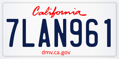 CA license plate 7LAN961