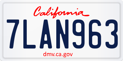 CA license plate 7LAN963