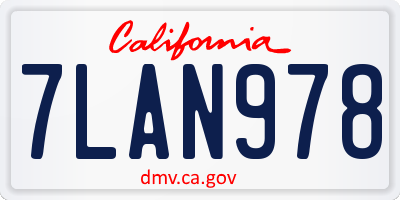 CA license plate 7LAN978