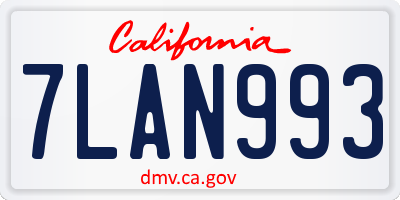 CA license plate 7LAN993
