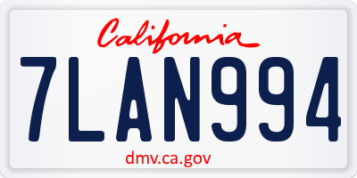 CA license plate 7LAN994