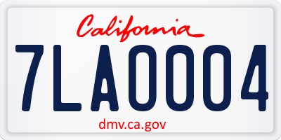 CA license plate 7LAO004