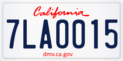 CA license plate 7LAO015