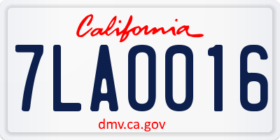 CA license plate 7LAO016