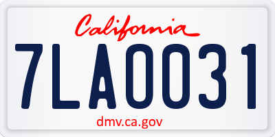 CA license plate 7LAO031