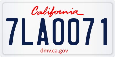 CA license plate 7LAO071