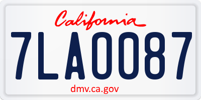 CA license plate 7LAO087