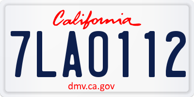 CA license plate 7LAO112