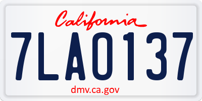 CA license plate 7LAO137