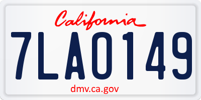 CA license plate 7LAO149