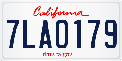 CA license plate 7LAO179