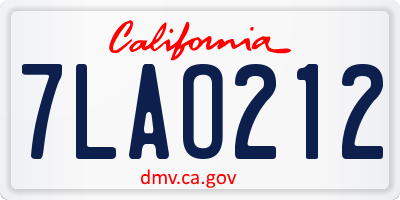 CA license plate 7LAO212