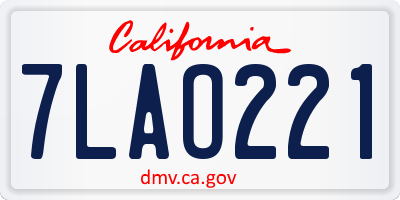 CA license plate 7LAO221