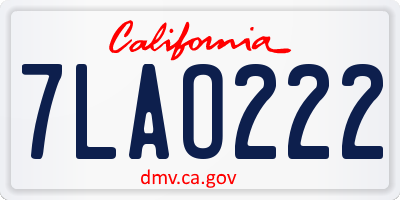 CA license plate 7LAO222