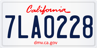 CA license plate 7LAO228