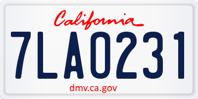 CA license plate 7LAO231