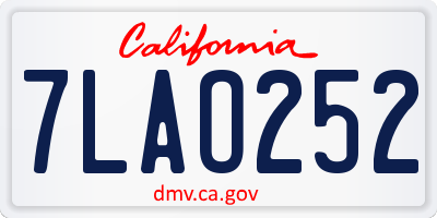 CA license plate 7LAO252