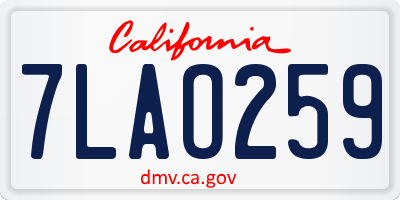 CA license plate 7LAO259