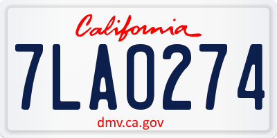 CA license plate 7LAO274