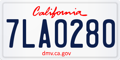 CA license plate 7LAO280