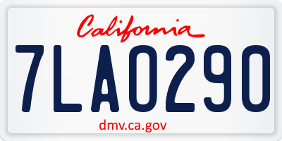 CA license plate 7LAO290