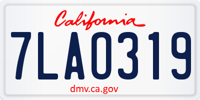 CA license plate 7LAO319