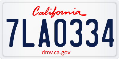 CA license plate 7LAO334