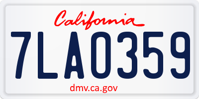 CA license plate 7LAO359